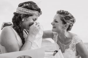 Bride with her emotional sister