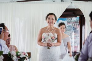 Beautiful bride holding bouquet