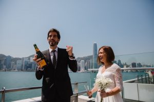Couple having some champagne
