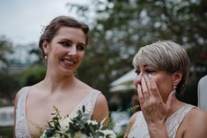Mother getting emotional at her daughter's wedding