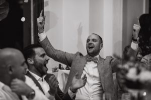 The newly engaged groom excited about his new life