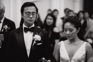 Beautiful couple looking down