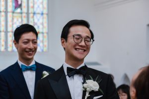 The smiling groom