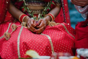 The charm of a bride's hands