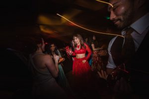 Newlywed enjoying some great moves with her friend